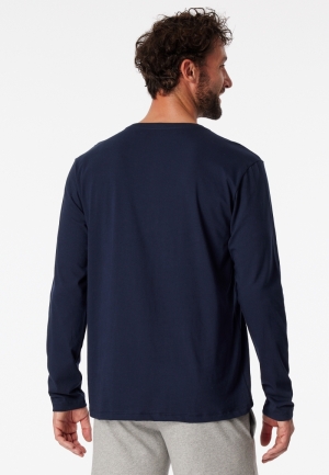 Shirt met knopen lange mouw BLAUW