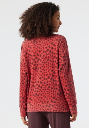 Sweatshirt fleece dierenprint ROOD