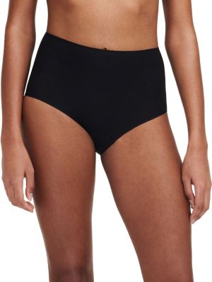 Soft stretch high waist briefs ZWART
