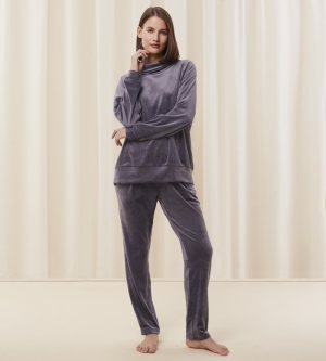 Cosy Comfort Velour broek SLATE