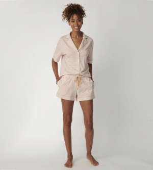 Boyfriend pyjama met short BEIGE