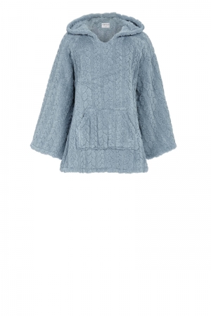 Poncho met kap fleece ASIA BLUE