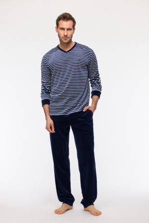 Herenpyjama velours NAVY BLUE