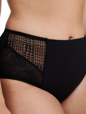 Intrigue hoge taille slip ZWART