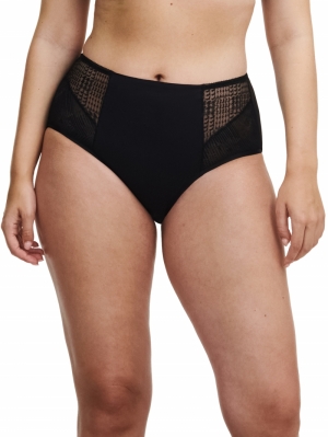Intrigue hoge taille slip ZWART