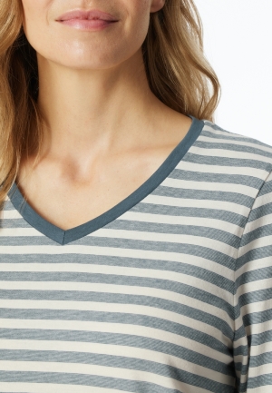Pyjama gestreept shirt JEANSBLAUW