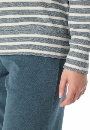 Pyjama gestreept badstof JEANSBLAUW