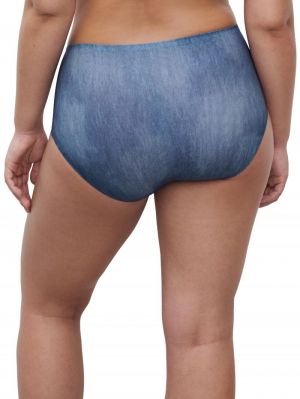 Soft stretch high waist briefs BLUE DENIM PRIN
