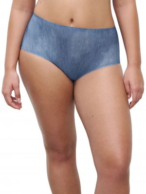 Soft stretch high waist briefs BLUE DENIM PRIN