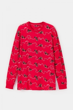 Pyjama kerst teckel-print ROOD