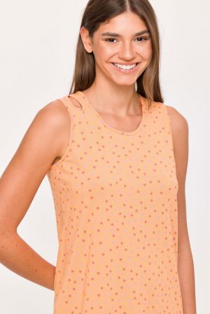 Nachtkleed bolletjes print ORANJE
