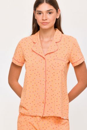 Pyjama bolletjes print ORANJE