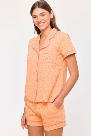 Pyjama bolletjes print ORANJE