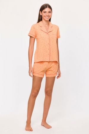 Pyjama bolletjes print ORANJE