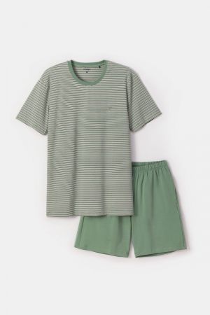 Herenpyjama, gestreept KAKI