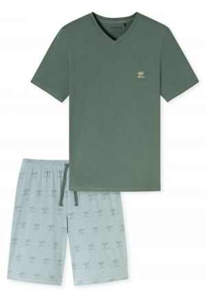 Korte pyjama V-hals, palm KAKI
