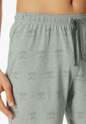 Korte pyjama V-hals, palm KAKI