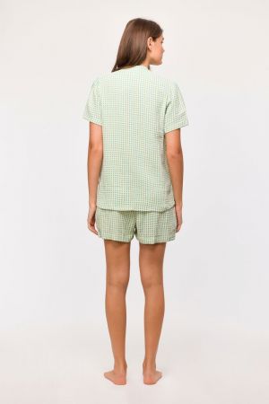 Damespyjama geruit GROEN