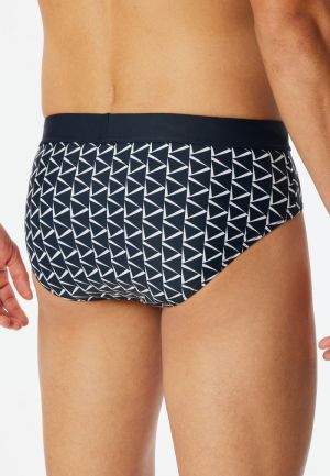Zwemslip met grafisch patroon NACHTBLAUW