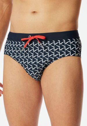 Zwemslip met grafisch patroon NACHTBLAUW