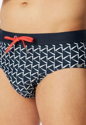 Zwemslip met grafisch patroon NACHTBLAUW