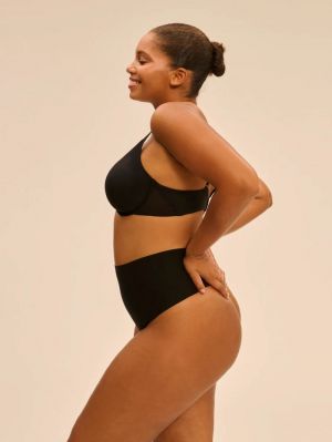 Story high waist string ZWART