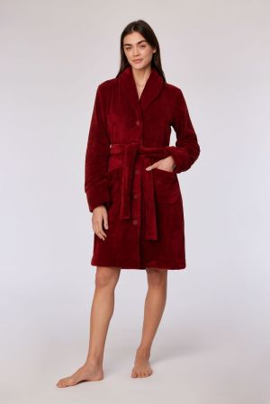 Dames kamerjas fleece DONKERROOD