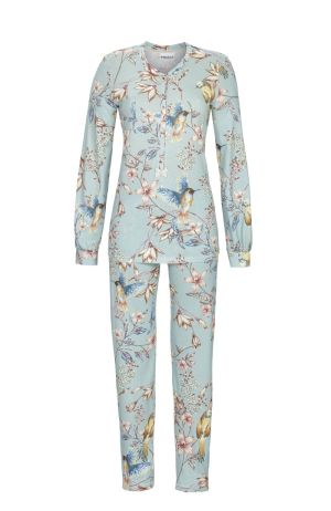 Pyjama met knoopjes, gebloemd MEERKLEURIG