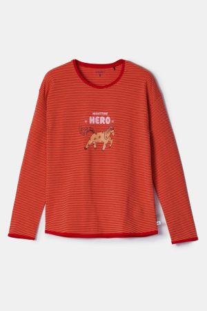 Damespyjama Nighttime Hero ROOD-ORANJE