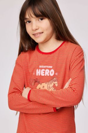 Meisjespyjama Nighttime Hero ROOD-ORANJE