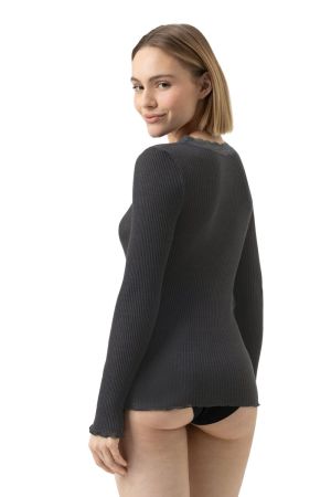 Wool Expressive T-shirt lang THUNDER GREY