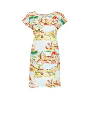 Nachthemd met all-over print MEERKLEURIG