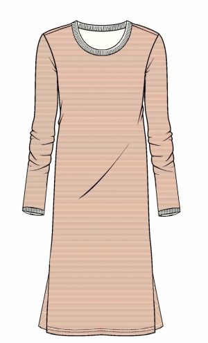 Sleepshirt lang gestreept BAKSTEENROOD