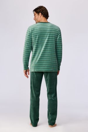 Pyjama groene streep GROEN