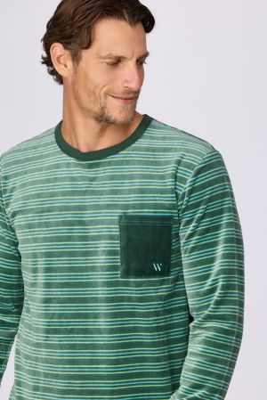 Pyjama groene streep GROEN